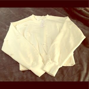 Six Fifty Jet Set Crewneck Sweatshirt White S, NWT